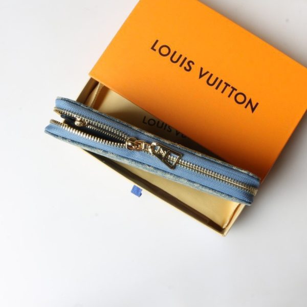 LOUIS VUITTON ZIPPY WALLET MONOGRAM DENIM BLUE 19CM M82958