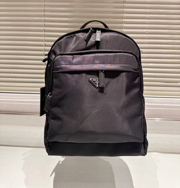 PRADA RE NYLON AND SAFFIANO LEATHER BACKPACK BLACK 38CM 2VZ048 2DMG F0002