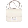 HERMÈS MINI CONSTANCE 19 SHINY ALLIGATOR PALLADIUM HARDWARE WHITE 19CM