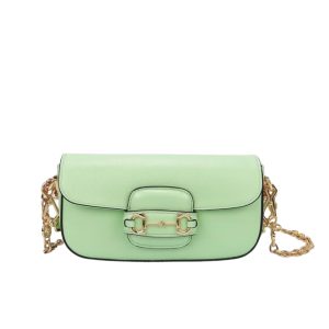 GUCCI HORSEBIT 1955 SMALL SHOULDER BAG LEATHER MINT GREEN 24CM 735178 AACPL 1941