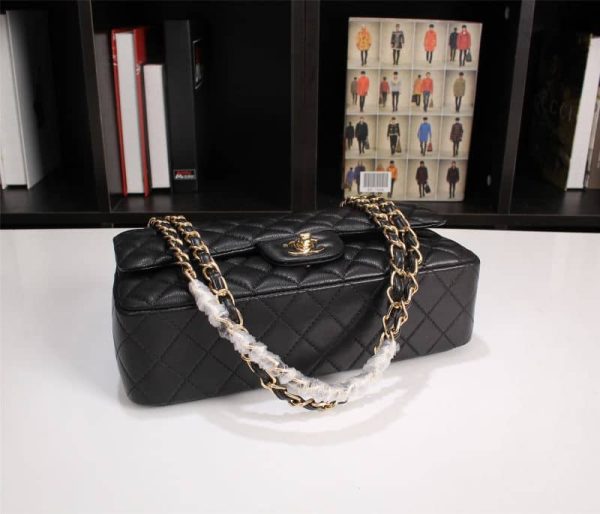 CHANEL CLASSIC HANDBAG LAMBSKIN BLACK 30CM