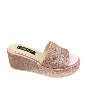 CHANEL BEADED MULES CRYSTAL PINK