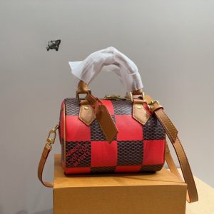 LOUIS VUITTON SPEEDY BANDOULIÈRE 20 DAMIER RED AND BLACK 20CM