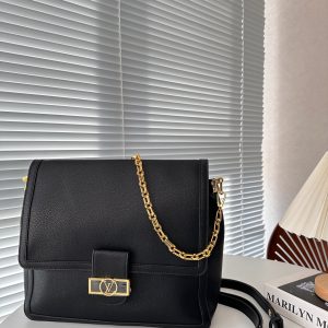 LOUIS VUITTON DAUPHINE BAG WITH CHAIN BLACK 34CM