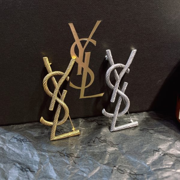 SAINT LAURENT YSL BROOCH SILVER