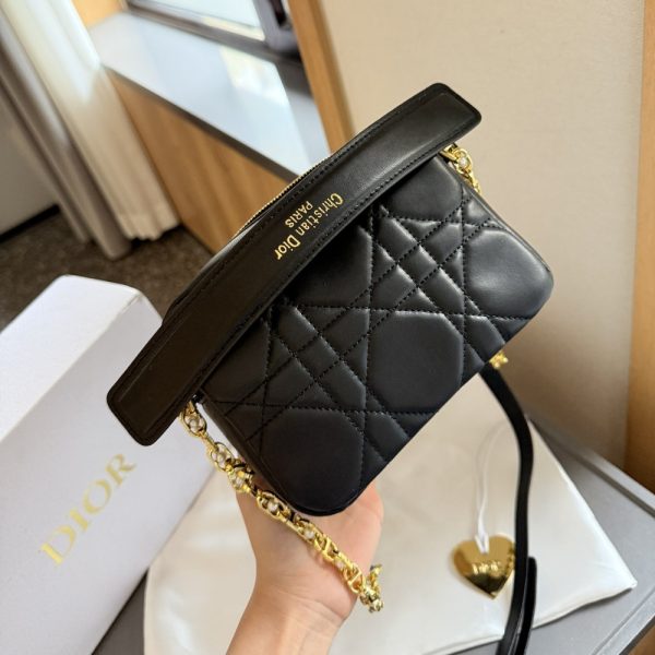 DIOR SMALL CARO TOP HANDLE CAMERA BAG BLACK 20CM