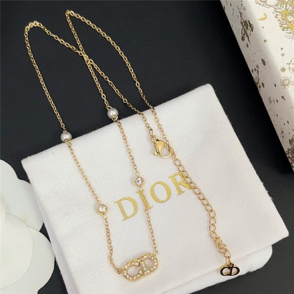 DIOR CD LOGO PEARL NECKLACE