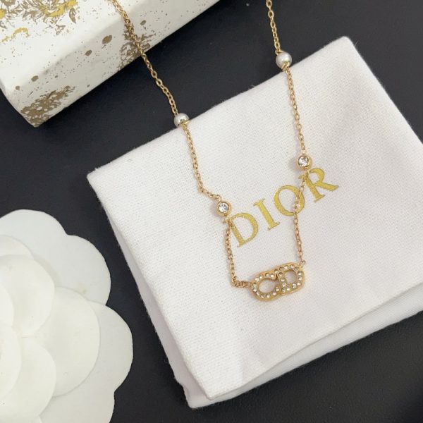 DIOR CD LOGO PEARL NECKLACE