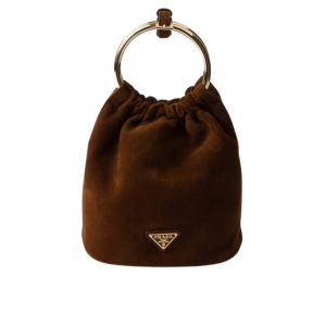 PRADA SUEDE MINI BAG COCOA BROWN 19CM 1BC227 008 F0324 V OOO