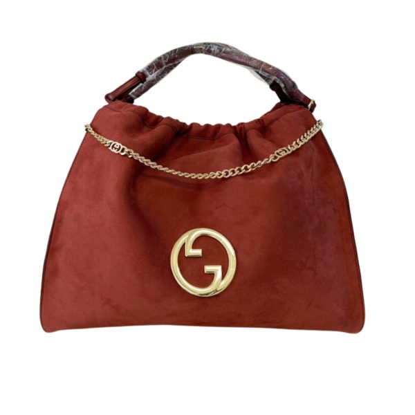 GUCCI BLONDIE LARGE SUEDE TOTE BAG RED 50CM