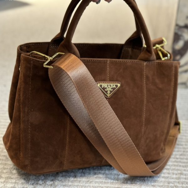 PRADA TOREBKA TORBA SUEDE TOTE BAG COCOA BROWN 30CM