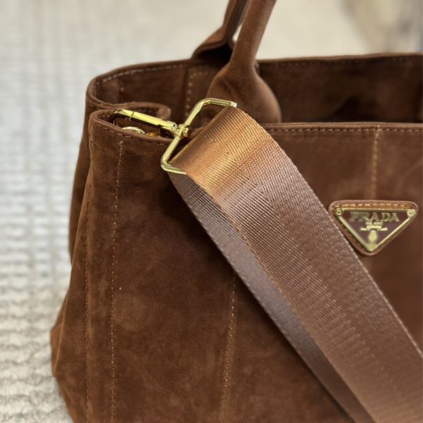 PRADA TOREBKA TORBA SUEDE TOTE BAG COCOA BROWN 30CM