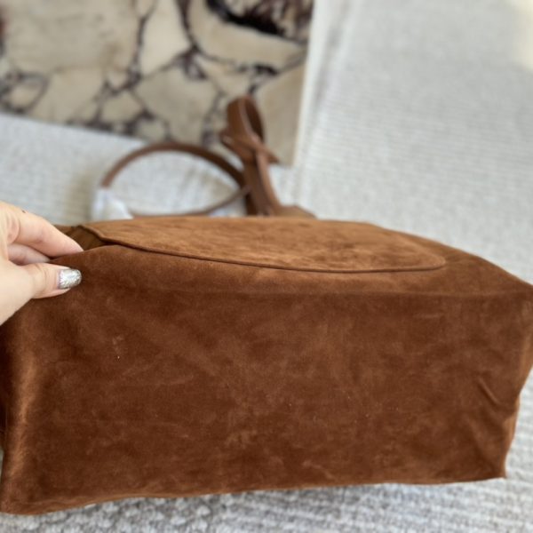 PRADA SUEDE DOUBLE TOTE BAG COCOA BROWN 35CM