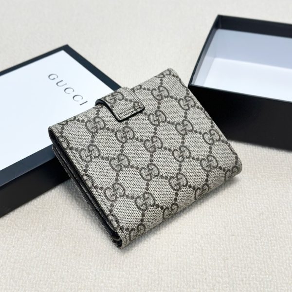 GUCCI OPHIDIA SHORT WALLET CANVAS GREY 11CM