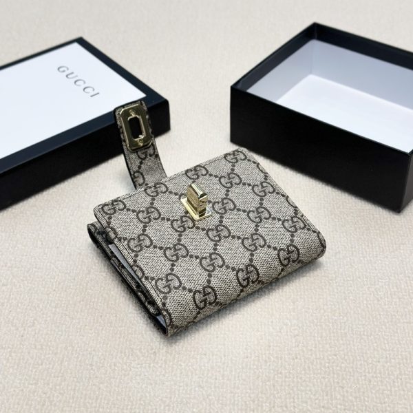 GUCCI OPHIDIA SHORT WALLET CANVAS GREY 11CM