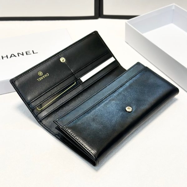 CHANEL LONG LAMBSKIN WALLET BLACK 19CM