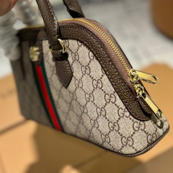 GUCCI OPHIDIA SMALL TOP HANDLE BAG BEIGE AND EBONY 30CM