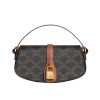 CELINE CLUTCH ON STRAP TABOU IN TRIOMPHE CANVAS AND CALFSKIN TAN 20CM 10I592DQ2 04LU