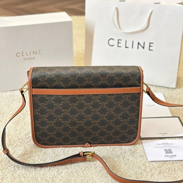 CELINE FOLCO CANVAS AND LEATHER SHOULDER BAG 28CM