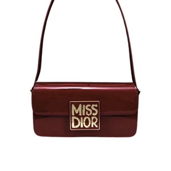 DIOR MISS DIOR FLAP BAG PATENT CALFSKIN RED WINE 22CM