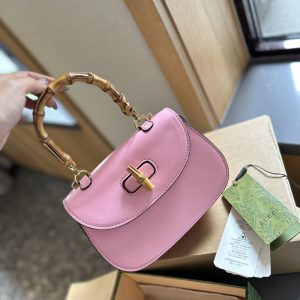 GUCCI BAMBOO 1947 MINI TOP HANDLE BAG PINK LEATHER 18CM 686864 10ODT 5467