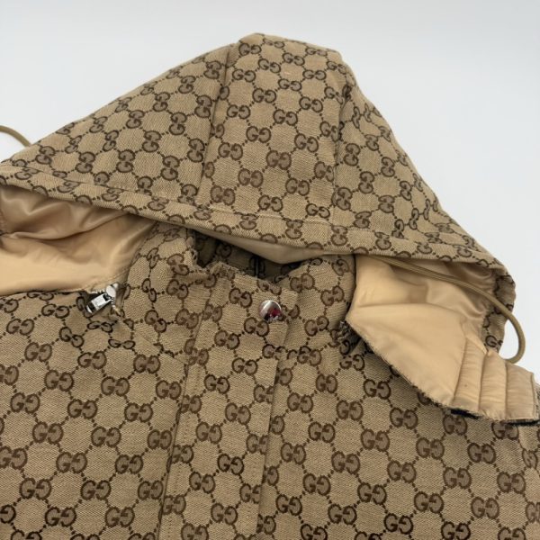 GUCCI GG CANVAS BOMBER JACKET WITH HOOD CAMEL