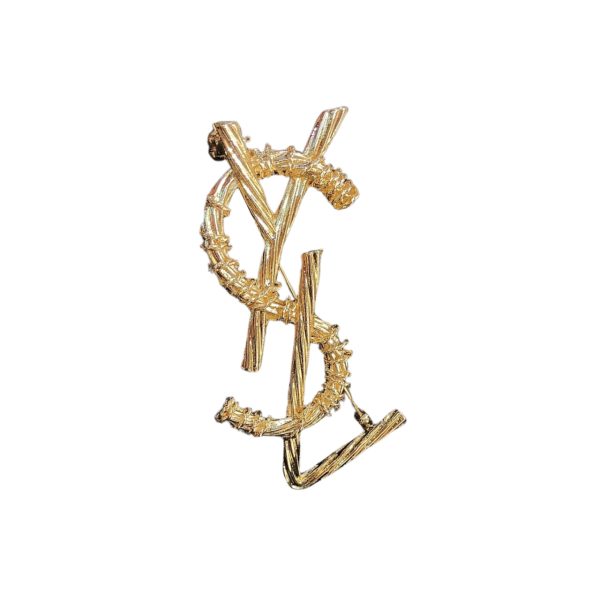 SAINT LAURENT YSL BROOCH GOLD