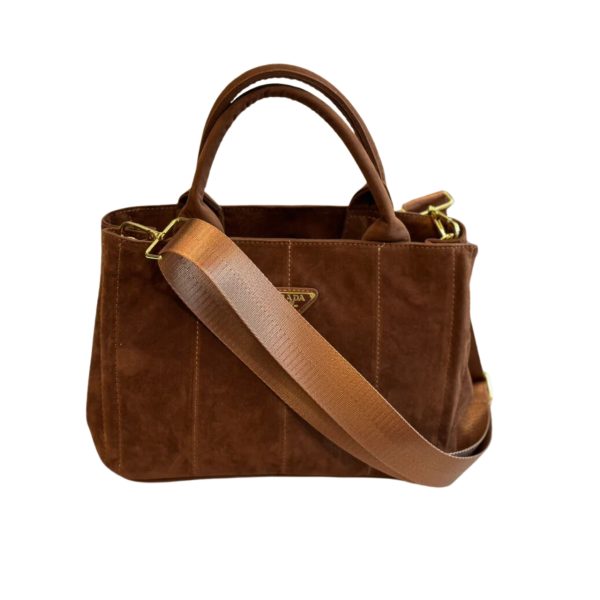 PRADA TOREBKA TORBA SUEDE TOTE BAG COCOA BROWN 30CM