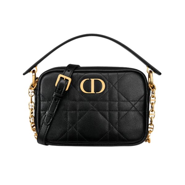 DIOR SMALL CARO TOP HANDLE CAMERA BAG BLACK 20CM