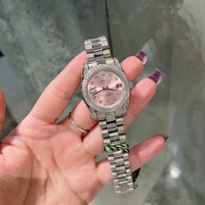 ROLEX DATEJUST DIAMOND BEZEL OYSTER WHITE GOLD PINK 31MM