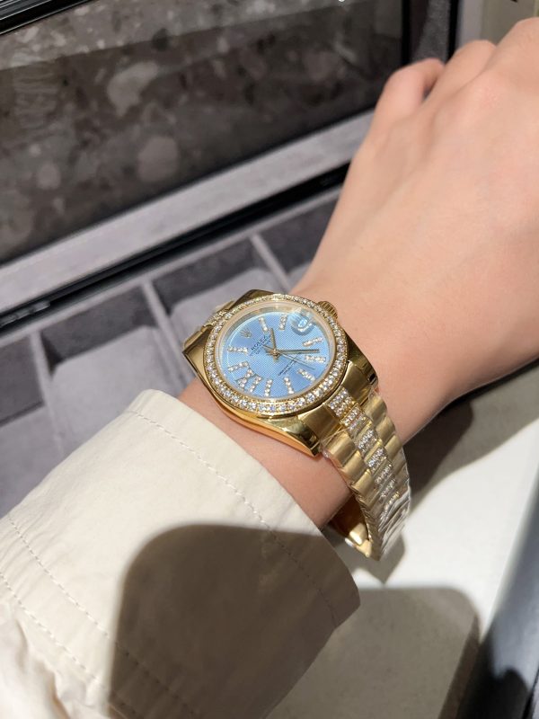 ROLEX DATEJUST DIAMOND IN GOLD WITH BLUE DIAL 31MM