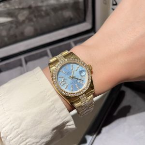 ROLEX DATEJUST DIAMOND IN GOLD WITH BLUE DIAL 31MM