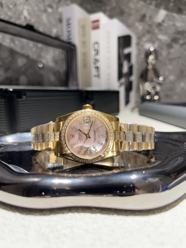 ROLEX DATEJUST DIAMOND IN GOLD WITH PINL DIAL 31MM