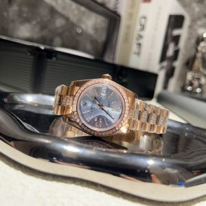 ROLEX DATEJUST DIAMOND IN ROSE GOLD WITH BLUE DIAL 31MM