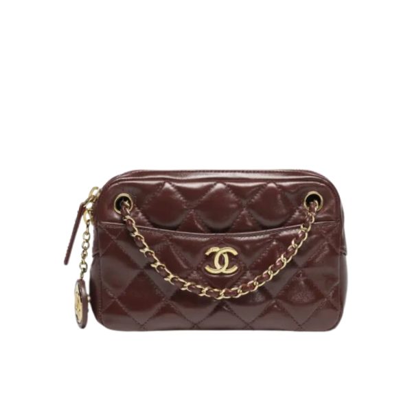 CHANEL MINI CAMERA CASE DARK BROWN 18CM AS5190-B18306-NZV43