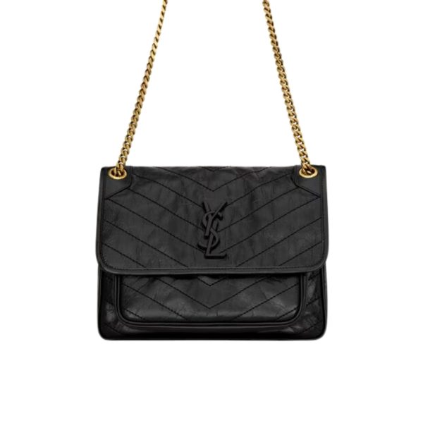 SAINT LAURENT NIKI MEDIUM IN VINTAGE LEATHER BLACK NOIR 28CM 6331580EN071000