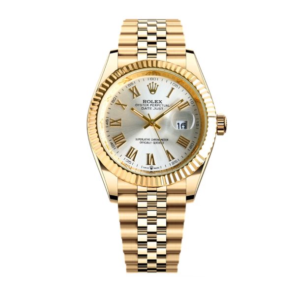 ROLEX DATEJUST ROMAN NUMERAL DIAL GOLD IN WHITE 41MM