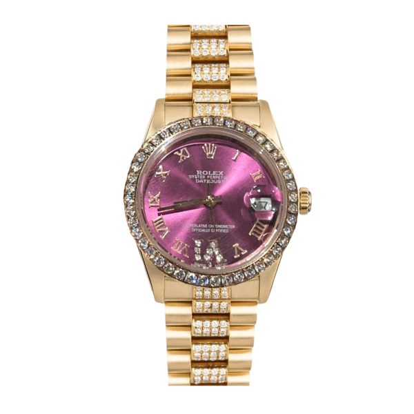 ROLEX DATEJUST DIAMOND IN GOLD WITH ICE PURPLE DIAMOND 31MM