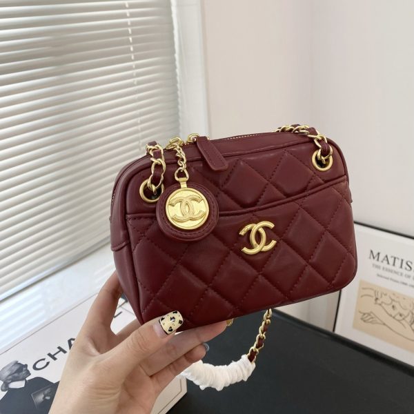 CHANEL MINI CAMERA CASE BURGUNDY 18CM AS5190-B18306-NZV44