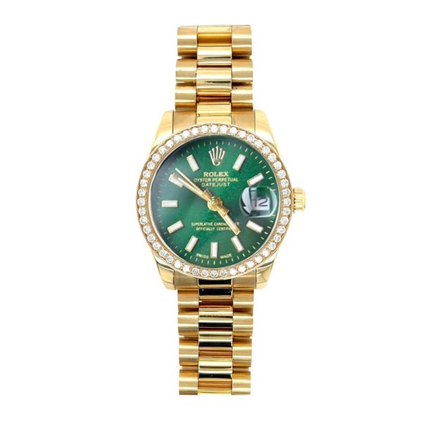 ROLEX LADY DATEJUST GREEN DIAL YELLOW GOLD 28MM