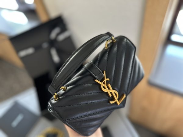 SAINT LAURENT COLLEGE MINI CHAIN BAG BLACK 18CM 779430DZH071000