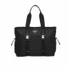 PRADA RE NYLON AND SAFFIANO TOTE BLACK 39CM VG042 2DMG F0002 V MON