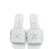 Chanel White Pearl CC Flat