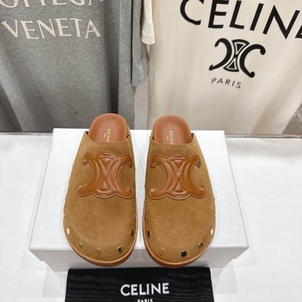 CELINE PITEA CLOG IN SUEDE COGNAC 363013954C 18NC