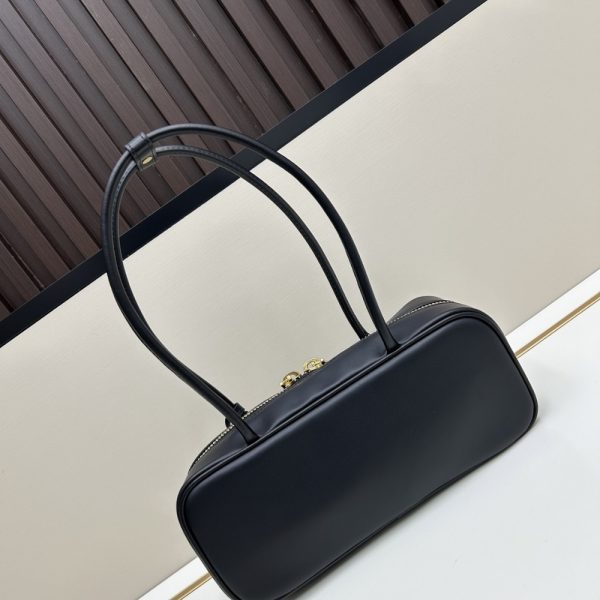 MIUMIU BEAU BAG SAND BLACK 28CM 5BB173 2CRW F0002 V OTM