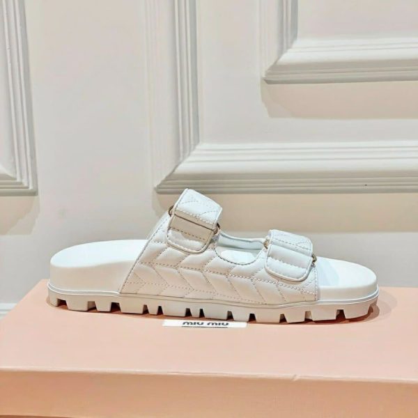 MIUMIU MATELASSE NAPPA LEATHER SLIDES WHITE 5XX640 88T F0009 F 010