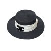 CELINE TRIOMPHE RAFFIA BOATER HAT WITH SILK IN BLACK