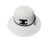 CELINE TRIOMPHE RAFFIA BUCKET HAT WITH BOW WHITE
