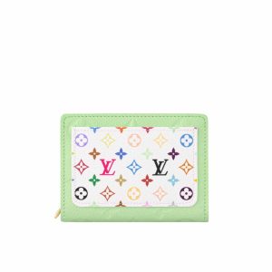 LOUIS VUITTON X MURAKAMI PORTEFEUILLE CLAIRE GREEN TEA 11CM M13619