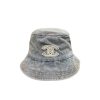 CHANEL CC DENIM BUCKET HAT BLUE